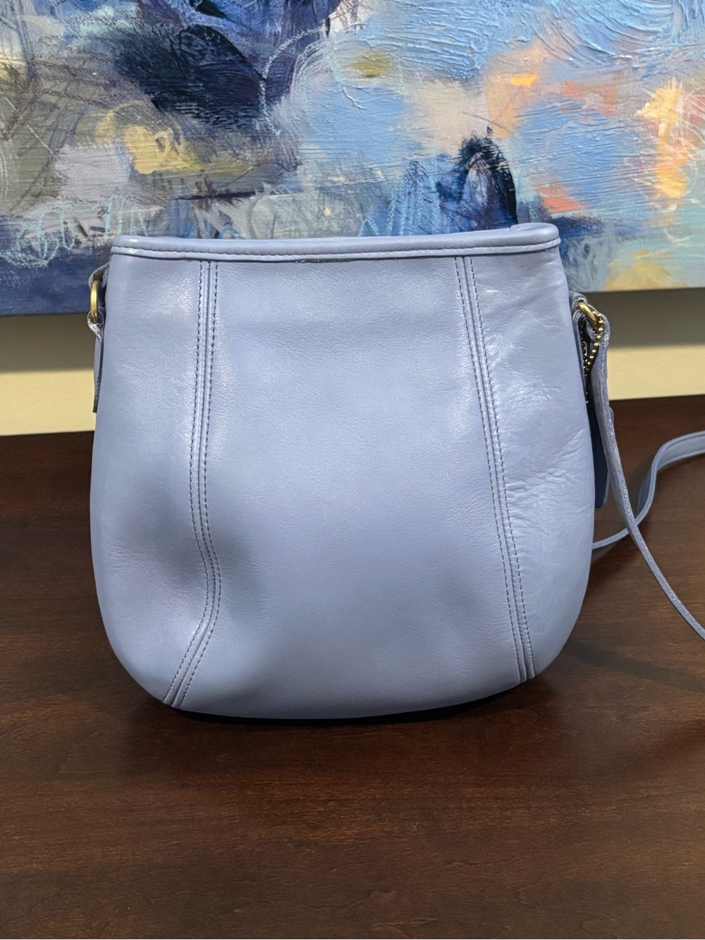 Coach Vintage Small Framed Pouch Periwinkle Leather Shoulder Crossbody Bag 9990 - Picture 2 of 11